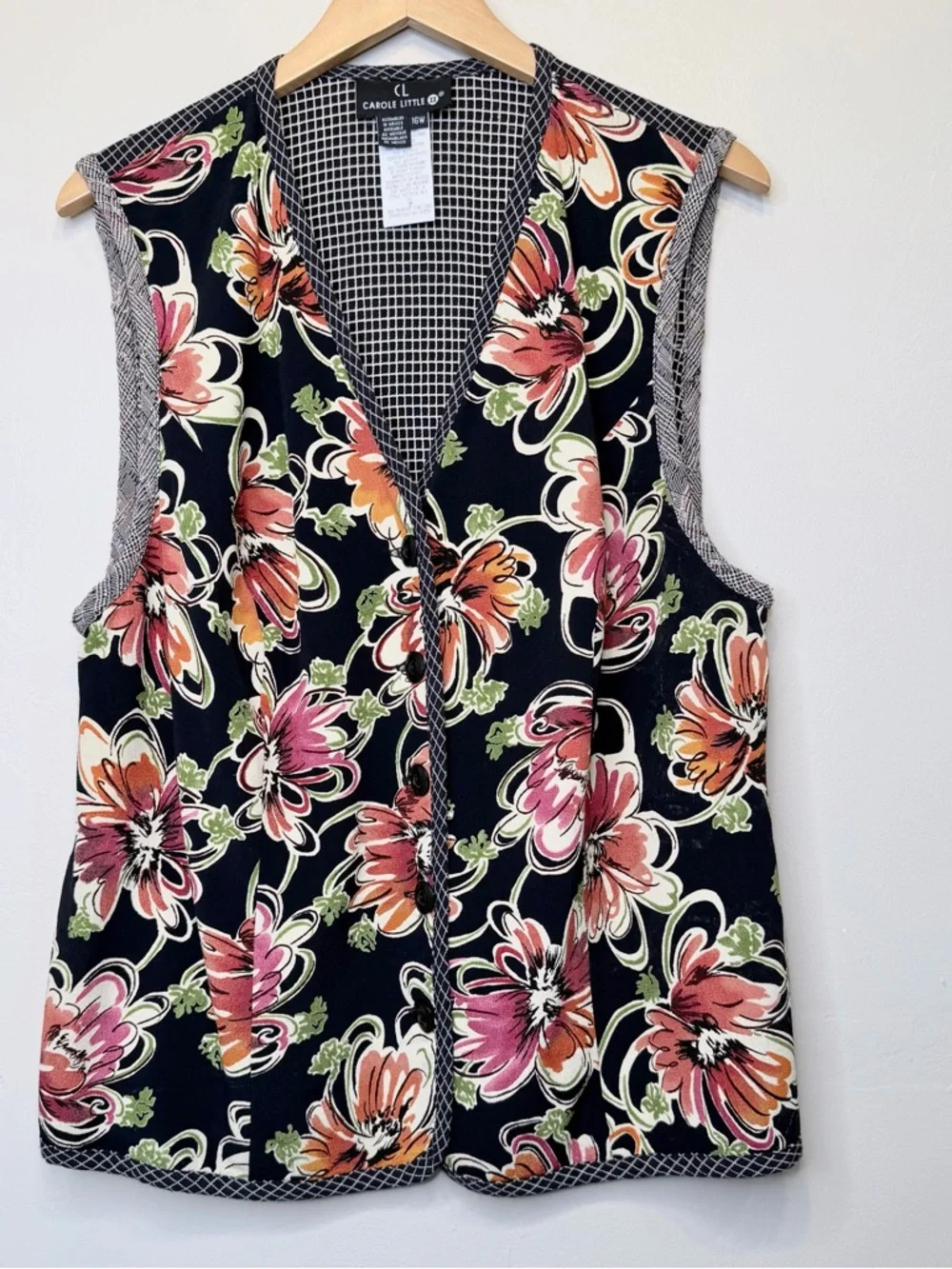 CL | VTG Mid-Plus Size Floral V-Neck Sleeveless Jacket Reversible Vest - Picture 2 of 14